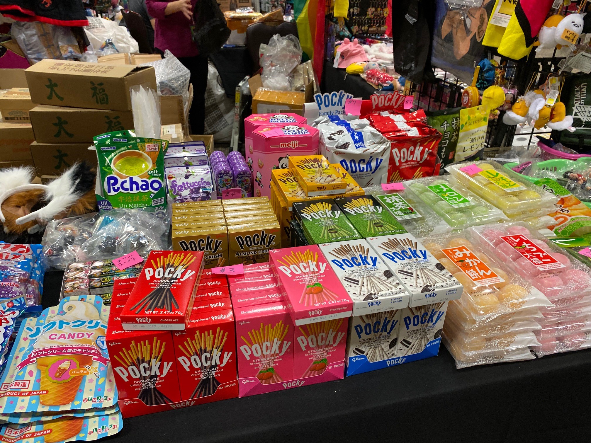 A very small sample of the wide variety of Japanese snacks available to purchase from the many vendors at Colossal Con